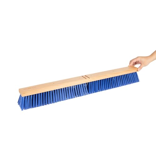Restaurantware-BROOM HEAD ONLY: Clean Tek Professional 30-Inch Broom Head, 1 Heavy-Duty Push Cleaning Tool - Handle And Brace Sold Separately, Heavy Plastic Bristles, Wooden, Commercial Use - size: 30", style: Wood, with Heavy Flagged Bristles