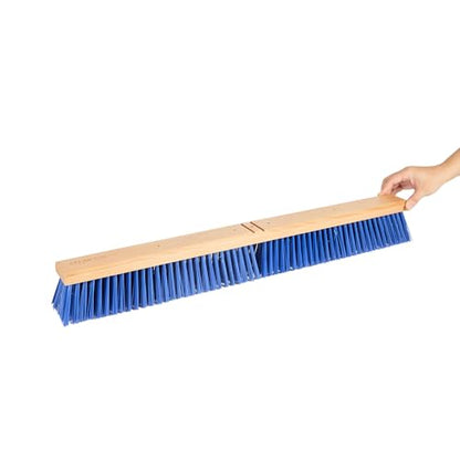 Restaurantware-BROOM HEAD ONLY: Clean Tek Professional 30-Inch Broom Head, 1 Heavy-Duty Push Cleaning Tool - Handle And Brace Sold Separately, Heavy Plastic Bristles, Wooden, Commercial Use - size: 30", style: Wood, with Heavy Flagged Bristles