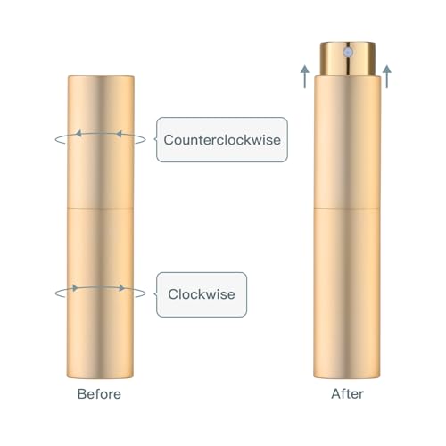 Tekson 10ml Travel Perfume Atomizer Refillable, Mini Cologne Spray Bottle Empty, Small Coffee Spray Bottle (Gold) - color: gold