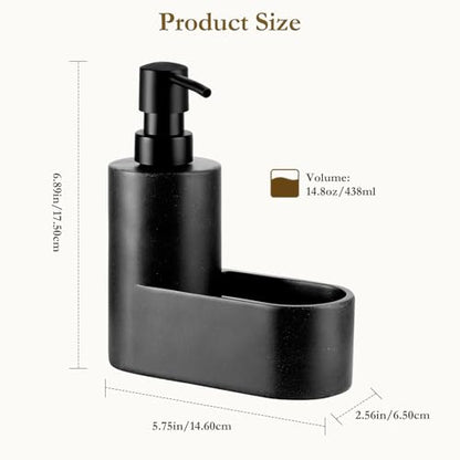 Shinowa Dish Soap Dispenser with Sponge Holder, Refillable Kitchen Dish Soap Dispenser Pump, 2-in-1 Countertop Soap Pump Dispenser for Kitchen Sink and Bathroom, Gravel Black - color: Gravel Black