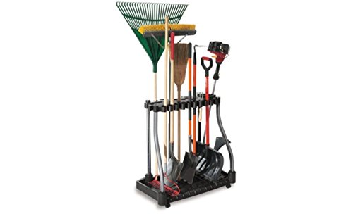 Rubbermaid Garage Tool Tower Rack Easy to Assemble Wheeled Organizes up to 40 Long-Handled Tools/Rakes/ Brooms/Shovles in Home/House/Outdoor/Shed Black - style: Deluxe Tower