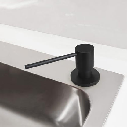 EADOT Matte Black All Brass Soap Dispenser for Kitchen Sink Countertop Sink Soap Dispenser 17 OZ Bottle Built in Refill from The Top with Long Spout - color: Matte Black