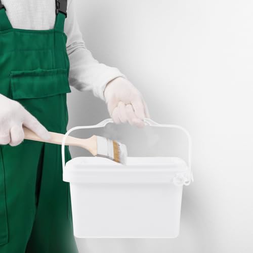 Luxshiny Paint Bucket with Lid 2 Gallon Square Container Large Capacity White Plastic Storage Bucket with Handle Wide Mouth for Easy Pouring Sealed Cover for Home Paint and Chemical Storage