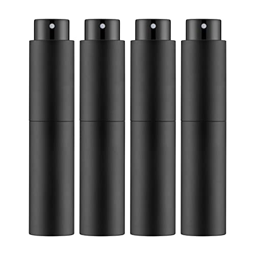 Tekson 4PCS 10ML Perfume Atomizer Travel, Refillable Cologne Containers, Dispenser Spray Empty Bottle for Mini Sprayer Size （Black - color: black-4pcs