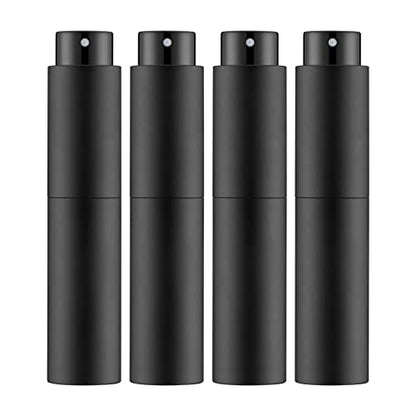 Tekson 4PCS 10ML Perfume Atomizer Travel, Refillable Cologne Containers, Dispenser Spray Empty Bottle for Mini Sprayer Size （Black - color: black-4pcs