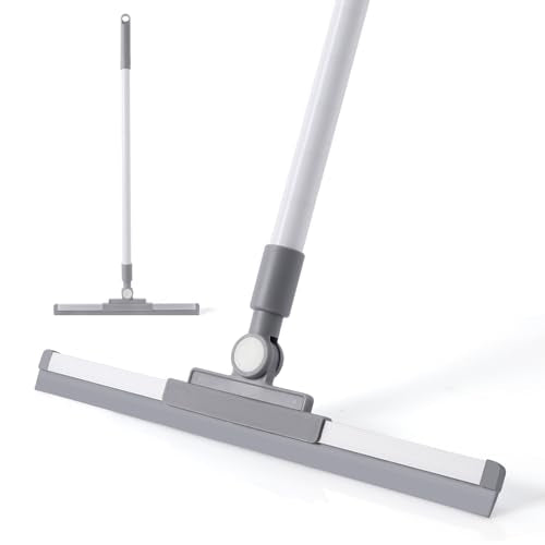 Yocada Rubber Floor Squeegee Broom TPR Blade Adjustable Scrubber Squeegee Household Broom for Shower Bathroom Kitchen Home Tile Pet Hair Fur Floor Marble Glass Window Water Foam Cleaning 53.15"