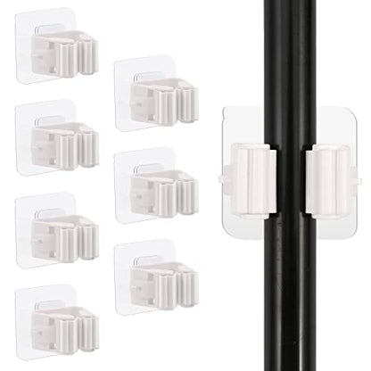 8PCS Broom Holder Wall Mount, Self Adhesive No Drilling Anti-Slip Mop and Broom Holder Organizer Hanger Wall Mount, Broom Gripper and Mop Holder Wall Mounted for Home Garden Garage Storage