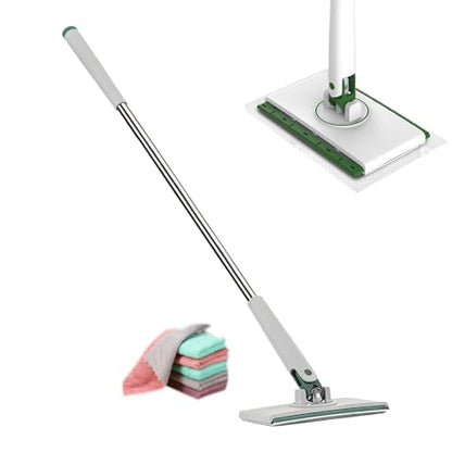 No Touch Clamp Mop, Reusable Hardwood Floor Cleaner, 4 Cloths, Efficient Cleaning Tool for Tile, Glass, or Wood Surfaces, Apartment and Homes Floor Mop, Easy Maintenance - size: 71 cm