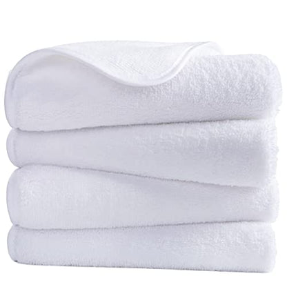 POLYTE Quick Dry Lint Free Microfiber Hand Towel, 16 x 30 in, Set of 4 (White) - color: White