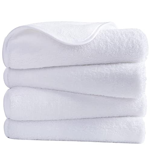 POLYTE Quick Dry Lint Free Microfiber Hand Towel, 16 x 30 in, Set of 4 (White) - color: White