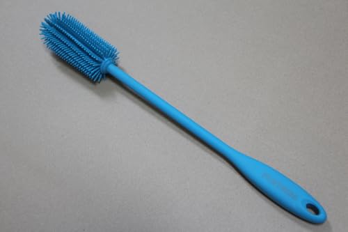 Silicone Bottle Brush, Water Bottle Cleaner Brush with Long Handle, Perfect for Cleaning Narrow Neck Containers, Vacuum Sports Bottle, Tumblers, Flask, Glassware (2 Pack, Turquoise)