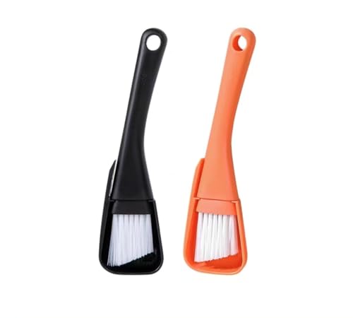 2PCs Window Track & Crevice Cleaning Brushes with Built-in Dustpan - Floor/Window Slot/Keyboard/Door Crevice Brush Set, Household Cleaning Tool Set(Black+Orange) - color: Black+orange
