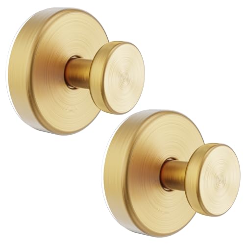 Vacuum Suction Cup Hooks for Shower, Shower Hooks for Inside Shower Glass Window, Mirror, No Drill Towel Hooks for Bathrooms, Bath Robe Coat Looafh Wreath Hook for Hanging - 2 Pack, Gold - color: Gold, size: 2 Pack