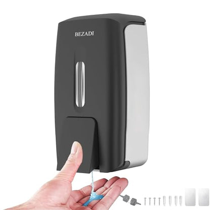 800ml Manual Soap Dispenser Wall Mount with Lock for Bathroom Kitchen Liquid Sanitizer ABS Balck 9088 - color: Black