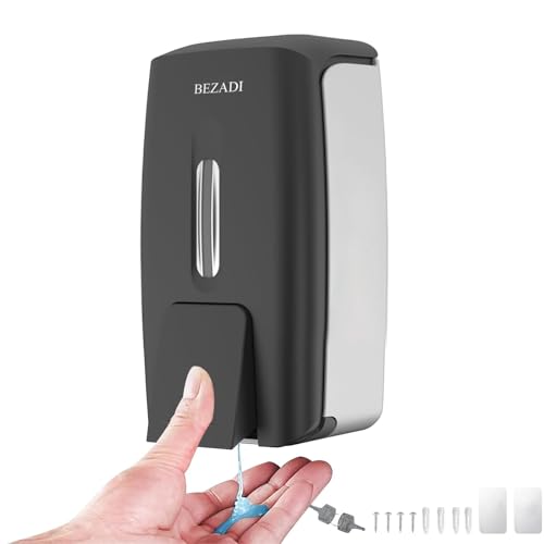 800ml Manual Soap Dispenser Wall Mount with Lock for Bathroom Kitchen Liquid Sanitizer ABS Balck 9088 - color: Black