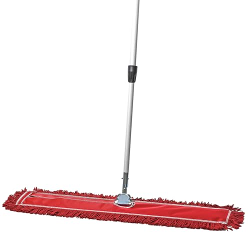 36 Inch Red Commercial Dust Mop & Floor Sweeper with Extendable Handle – Mop for Hardwood, Tile, and Concrete Floor Cleaning - color: Red, size: 36 X 5 Inch