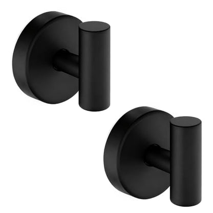 Suction Cup Hooks, Removable Shower Hooks, Matte Black, 2-Pack | No Wall Damage | Strong Hold on Tile, Glass & Mirrors | Kitchen & Bathroom Use | Perfect for Towels, Loofahs, Robes & Coats - style: Matte Black