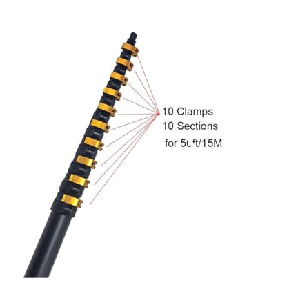 50Feet Pure Carbon Fiber Telescopic Water Fed Pole For Window Cleaning (15 Meter)(Euro-pure Carbon) - color: Euro-pure Carbon