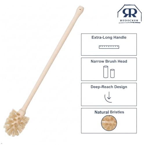 Redecker Bottle Brush, Light Horsehair Bristles, 17 Inch Long, Beechwood Handle for Milk Bottles and Carafes, Made in Germany - size: 16-1/2-Inches