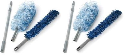 O-Cedar Dual-Action Microfiber Duster w/Telescopic Handle, 3 Piece Set, White, Blue (Pack of 2) - size: 3 Piece Set (Pack of 2)