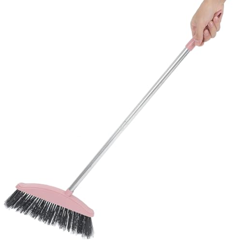 SOLUSTRE Heavy Duty Long Handle Broom with Large Angle Head, Sturdy Courtyard and Indoor Sweeping Broom for Pet Hair and Outdoor Cleaning