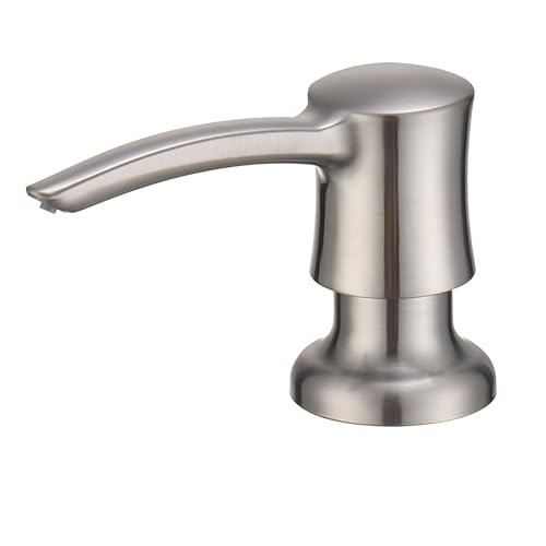 Soap Dispenser for Kitchen Sink, Built in Sink Soap Dispenser Brushed Nickel ABS Pump Head with 11 Ounce Soap Bottle - color: Brushed Nickel