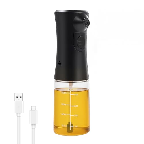Electric Oil Sprayer for Cooking, Rechargeable Glass Olive Oil Mister, Battery Powered Continuous Fine Mist Spray Bottle for Air Fryer, Salad, BBQ, Kitchen - Uniform Spraying, Leak-Proof
