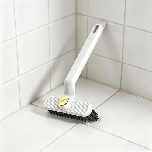 White Multi Purpose V Shaped Cleaning Brush,2 in 1 Scrub and Scrape Tool with Ergonomic Handle,Household Scrubbing Brush for Bathroom Kitchen Tile Gap Seam and Daily Surface Cleaning Work