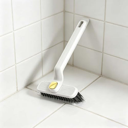 White Multi Purpose V Shaped Cleaning Brush,2 in 1 Scrub and Scrape Tool with Ergonomic Handle,Household Scrubbing Brush for Bathroom Kitchen Tile Gap Seam and Daily Surface Cleaning Work