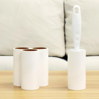 Lint Roller for Pet Hair Extra Sticky Lint Removal Roller with 3 Refills, Reusable Handle with 4 Sticky Rolls Total 240 Sheets (White Stick) - color: White Stick