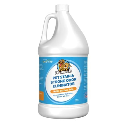 FurryFreshness Extra Strength Cat or Dog Pee Stain & Permanent Odor Remover + Smell Eliminator -Removes Stains from Pets & Kids Including Urine or Blood- Lifts Old Carpet Stains- (Gallon) - size: 128 Fl Oz (Pack of 1)