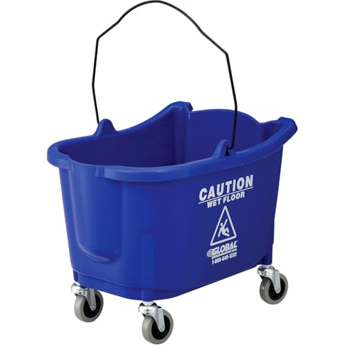 Global Industrial Commercial Mop Bucket and Wringer Combo with Side Press, 38 Quart Capacity, Durable Corrosion-Resistant Polypropylene, 3" Swivel Casters, Blue - color: Blue