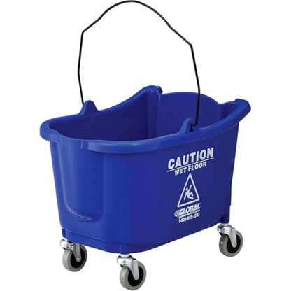 Global Industrial Commercial Mop Bucket and Wringer Combo with Side Press, 38 Quart Capacity, Durable Corrosion-Resistant Polypropylene, 3" Swivel Casters, Blue - color: Blue