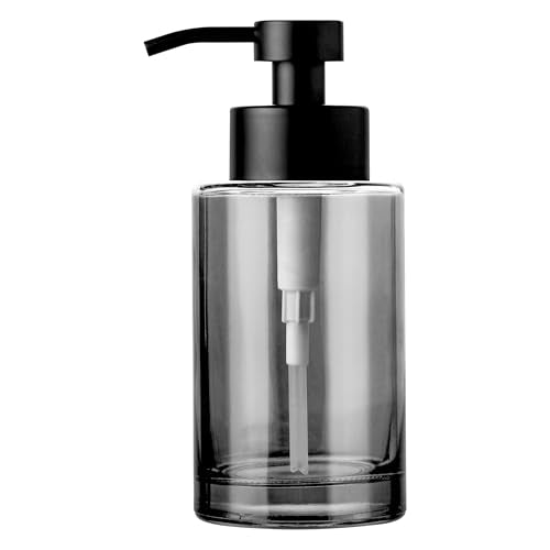 Enra Thick Glass Soap Dispenser with Stainless Steel Pump, 12oz Black Bathroom & Kitchen Hand Liquid Soap Dispenser - color: Black/Liquid Type