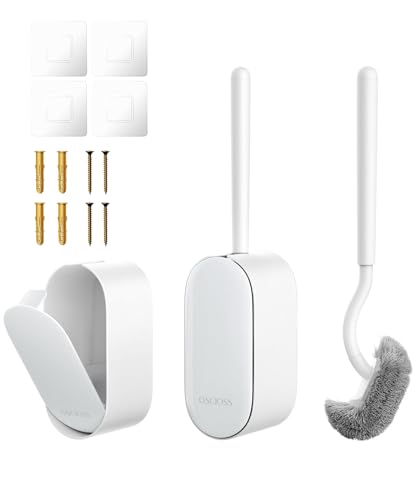 Bathroom Toilet Brush, OSCIOSS Toilet Cleaner Brush with Ergonomic Design, Compact Size, Durable Bristles, Wall Mounted RV Toilet Brush for Bathroom Cleaning (White, 2pack) - color: White, size: 2 Pack
