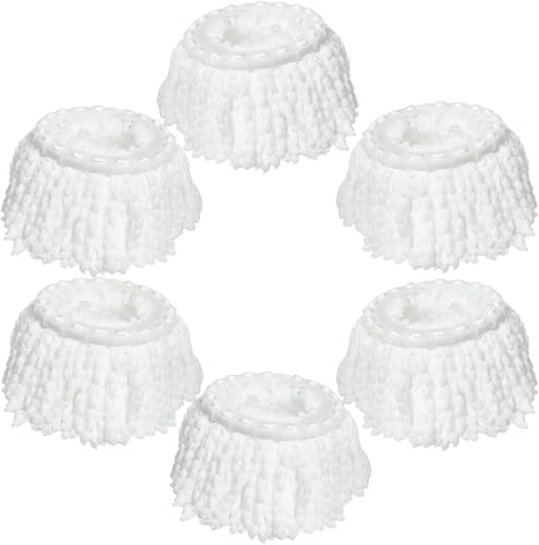 6 Pack Mop Heads Replacements, Compatible with FunClean Spin Mop & RinseWise Mop Bucket, Microfiber Spin Mop Head Refill Cleaning Supplie for Home Industrial and Commercial Use