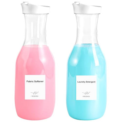 54 OZ Laundry Detergent Dispender BY VEGEVIGI, 54OZ Laundry Soap Disepenser, Liquid Laundry Detergent Container Organizer, Plastic Fabric Softener Dispenser, Powder Detergent Dispenser, 2PACK - color: 2p