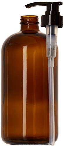 32 Ounce Glass Shampoo and Conditioner Dispenser Bottle with Pump, Shower - 1 Liter Body Wash Dispenser for Shower & Laundry Detergent Dispenser- by Kitchentoolz - Set of 2 - color: Amber, size: Pack of 2