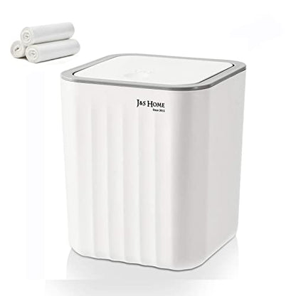 SUBEKYU 0.6 Gal Mini Desktop Trash Can with Lid, Small Square Countertop Garbage Bin, Plastic Tiny Tabletop Wastebasket for Office/Kitchen/Coffee Table, White - color: White 0.6 Gal with Lid