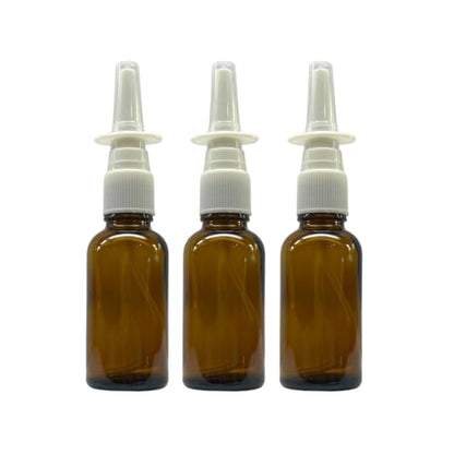 Amber Glass 1 oz Nasal Sprayer! EMPTY, Refillable, Travel Sized, Quality Glass for Saline Applications! (3 Pack) - size: 3 Count (Pack of 1)
