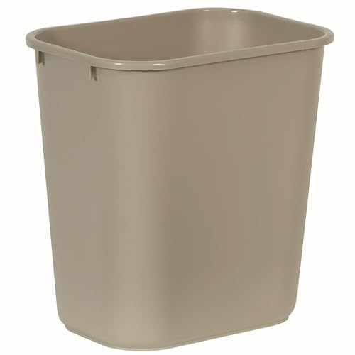 Rubbermaid Commercial Products Resin Wastebasket/Trash Can, 7-Gallon/28-Quart, Beige, Plastic, for Bedroom/Bathroom/Office, Fits Under Desk/Sink - color: Beige, size: 7 Gallons