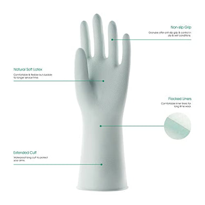 COOLJOB Large Household Rubber Gloves with Cotton Liner & Non-slip Grip, Waterproof Long Lasting Dishwashing Gloves for Kitchen & Bathroom Cleaning, Mint Green, 1 Pair - color: Mint Green With Gardenia Scent, size: Large (Pack of 1)