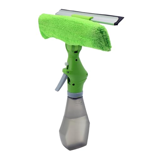 Grip Squeegee Window Cleaner - Multi-Angle 3 in 1 - Microfiber, Lint-Free, Non-Scratching, Swivel Head - Spray, Scrub, Squeegee - Perfect for Showers, Mirrors, Glass, and Countertops