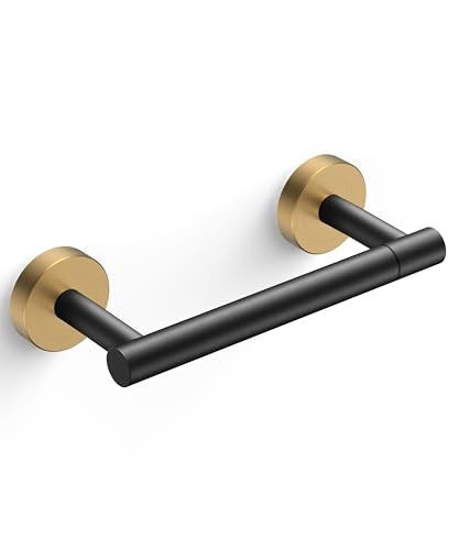FORIOUS Toilet Paper Holder Wall Mount, Stainless Steel Rustproof Double Post Pivoting Tissue Roll Holder for Bathroom, Commercial Toilet Paper Dispenser, Matte Black & Brushed Gold - color: Matte Black & Brushed Gold, size: Classic 1 Pack