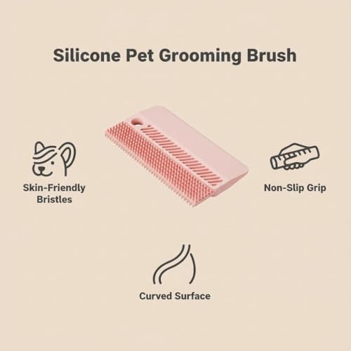 Pink Double-Sided Pet Hair Remover, Reusable Soft Silicone Lint Scraper for Couch, Rug & Coat, Portable Dog Cat Fur Remover Tool - color: Pink