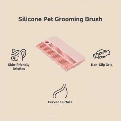 Pink Double-Sided Pet Hair Remover, Reusable Soft Silicone Lint Scraper for Couch, Rug & Coat, Portable Dog Cat Fur Remover Tool - color: Pink