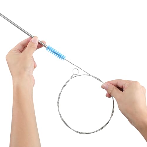 30 Inches Flexible Tube Brush, Extra Long Straw Brush, Pipe Cleaner Brush for Cleaning Straw, Feeding Tube, Siphon Hose, Drain Clog, 4PCS (Blue) - color: Blue