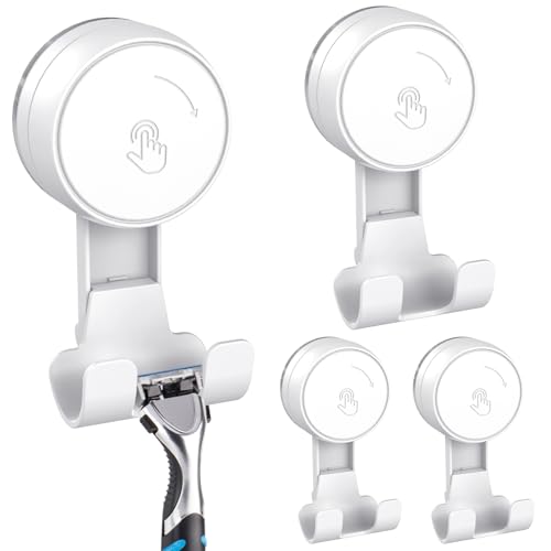 LUXEAR Suction Hooks Powerful Vacuum Suction Cup Hooks-4PACK Razor White - size: 4 Pack Razor