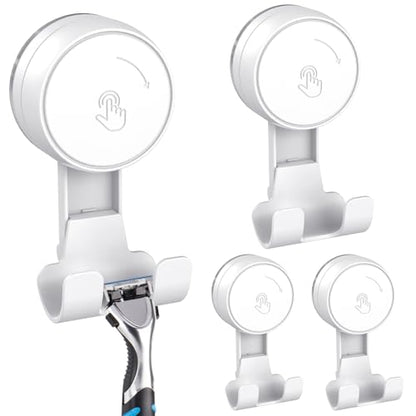 LUXEAR Suction Hooks Powerful Vacuum Suction Cup Hooks-4PACK Razor White - size: 4 Pack Razor