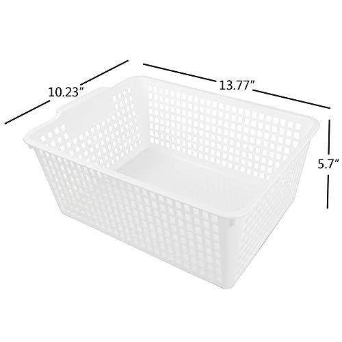 3-pack Plastic Organizer Bins, Large Storage Basket Bins - color: White